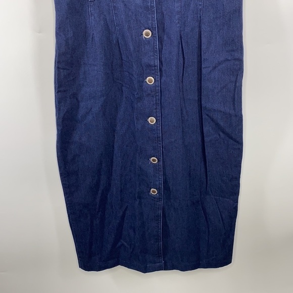 Christopher & Banks Denim Button Front Long Sleeveless Dress - Picture 7 of 14